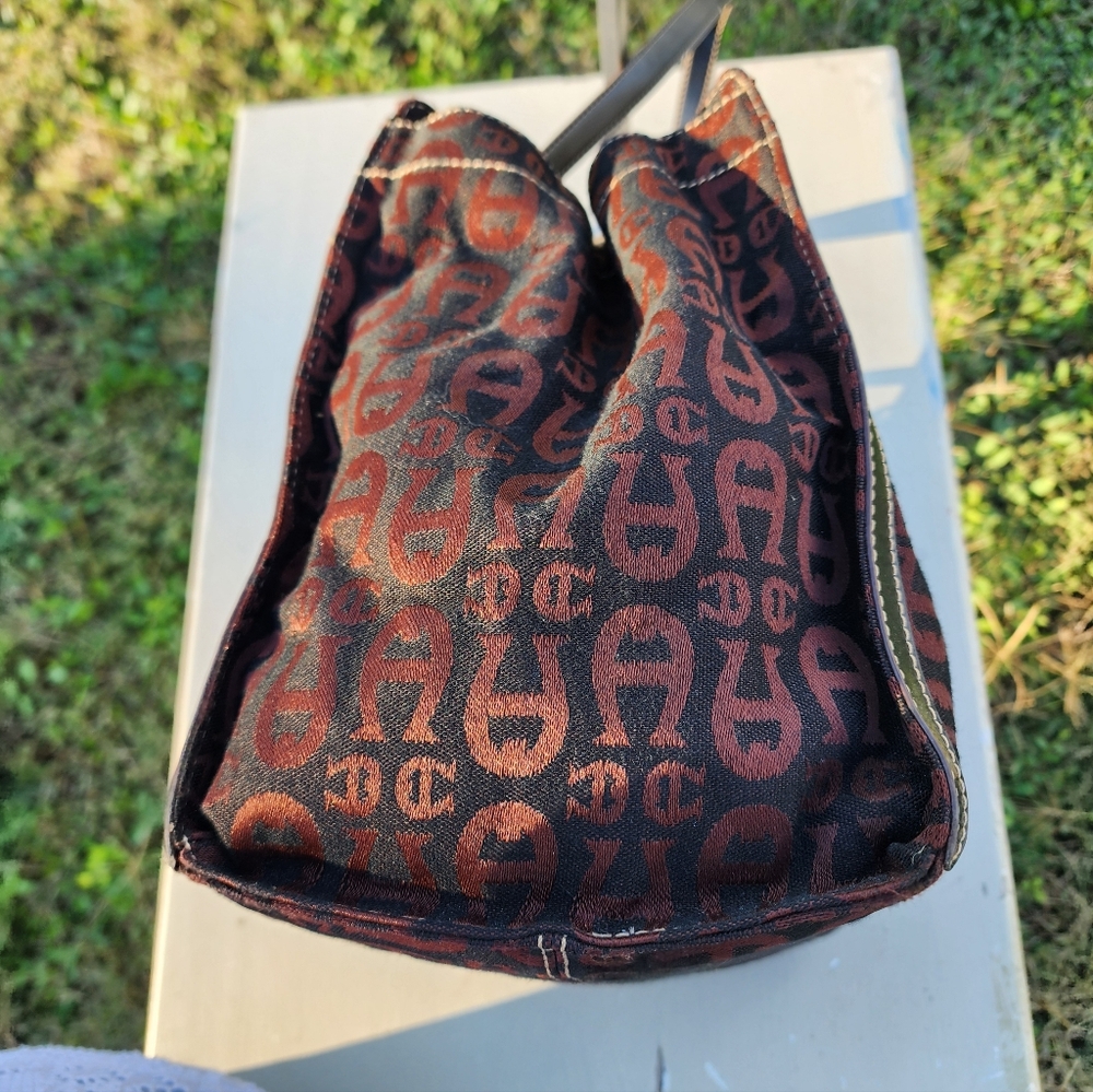 ETIENNE AIGNER Shoulder Bag Leather & Canvas Brown Signature Logo - Picture 4 of 9